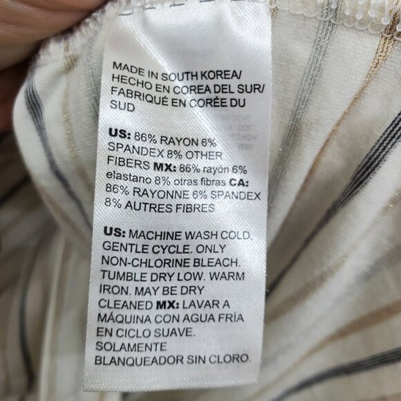 Chicos Womens S (0) Metallic Stripe Long Sleeve Top Minimalist Stretch Shirt - Picture 6 of 13